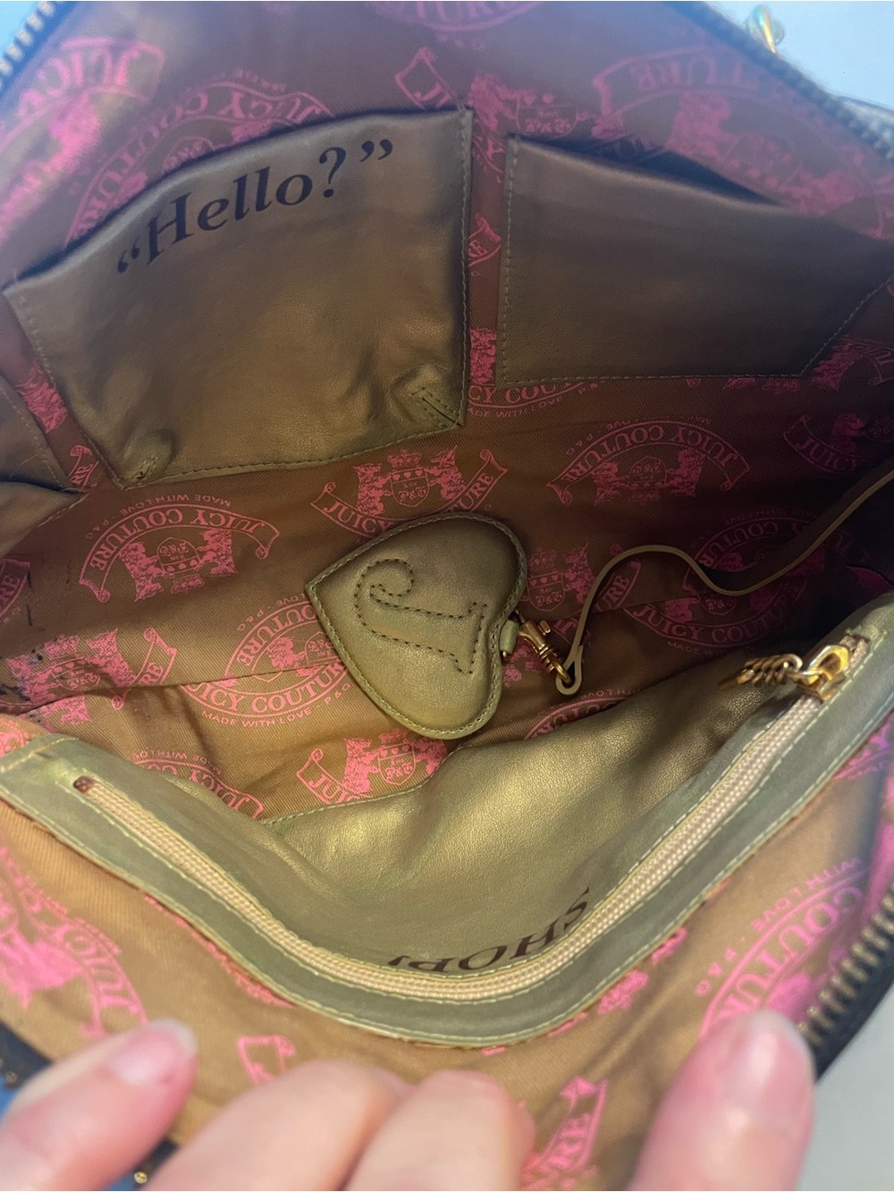 Vintage Juicy Couture Black Leather Barrel Bag with Pink Bow Scarf Y2K Authentic - Picture 5 of 12